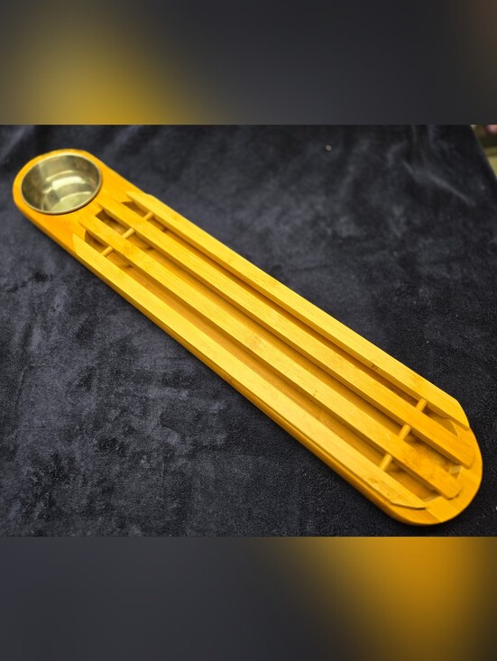 Other - Bread Tray Made Of Yellow Bamboo With Dipping Dish